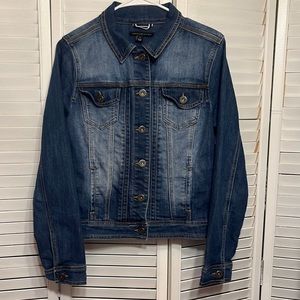 Vintage Women’s Weathered Dark Wash Denim Jacket Size Small